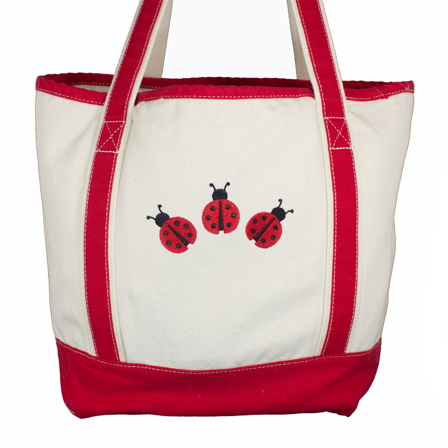 Ladybug Embroidered Canvas Bag