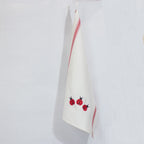 Personalized Ladybug Embroidered Tea Towel – Red Stripe Vintage Cotton Kitchen Towel