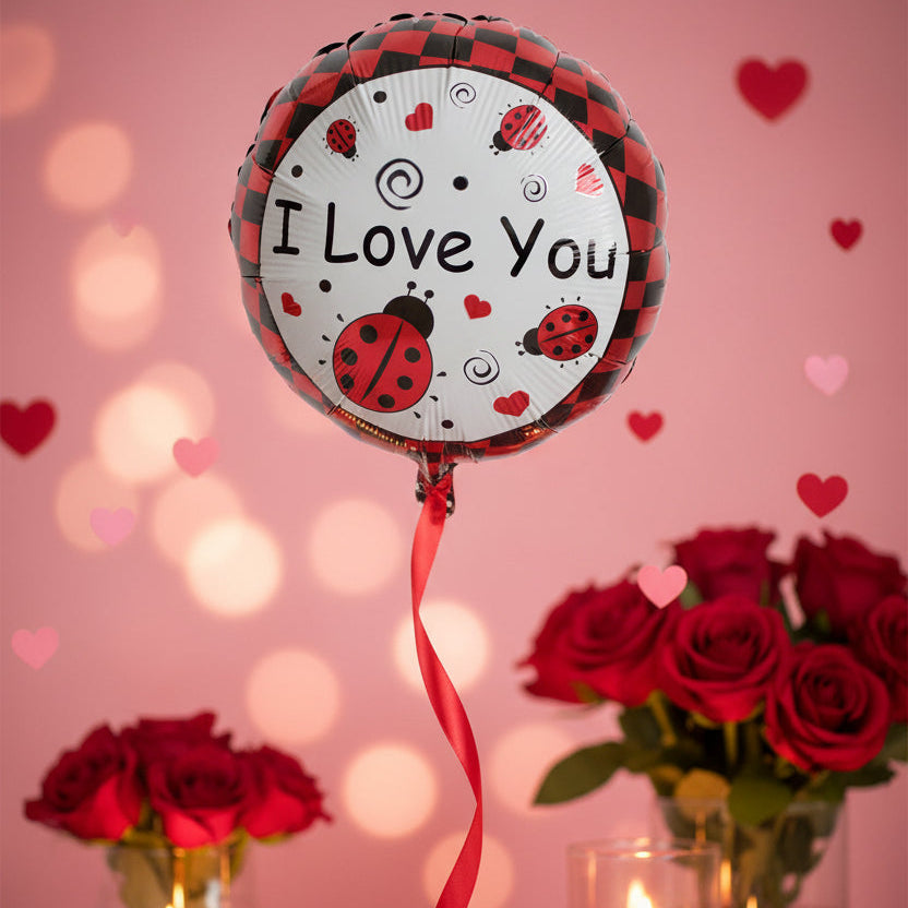Love Bug Ladybug Mylar Balloon 18 inches (flat)
