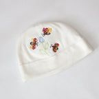 Newborn Ladybug Beanie with Blue Rose