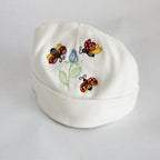Newborn Ladybug Beanie with Blue Rose