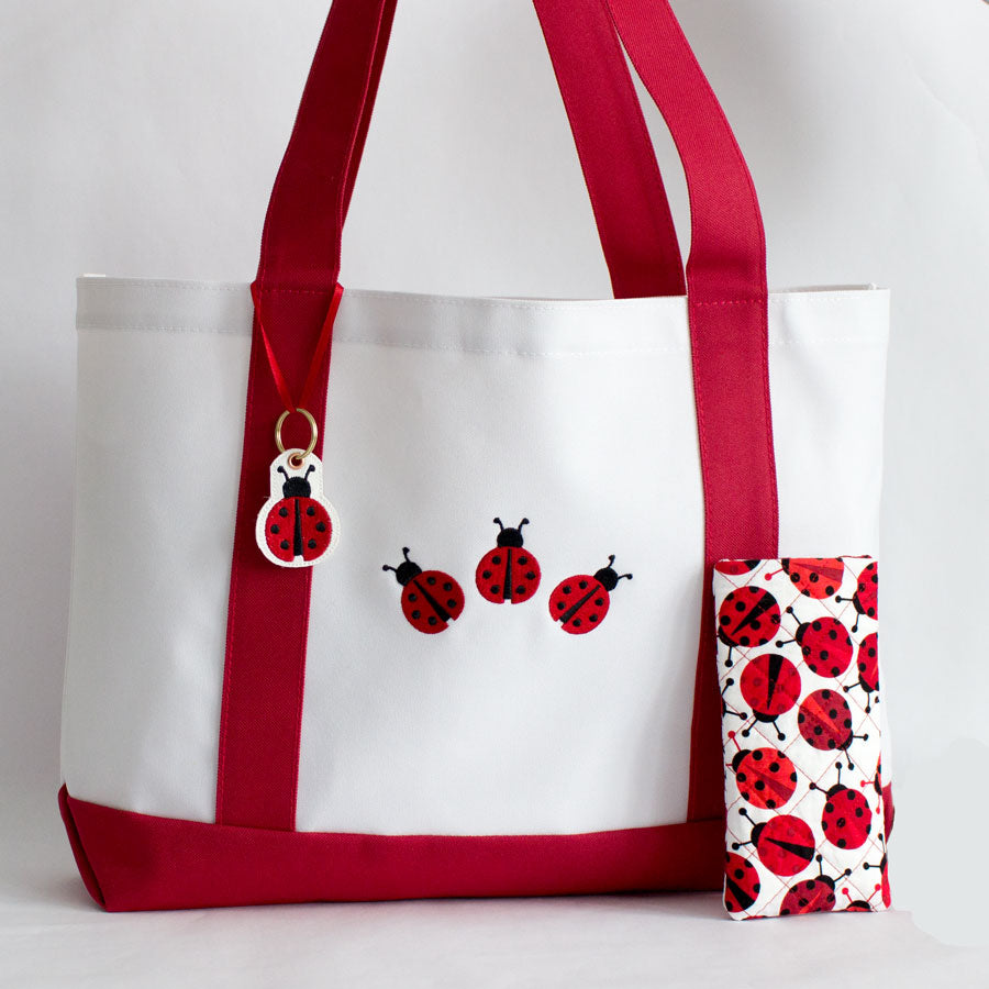 Ladybug Tote Gift Set | Tote, Eyeglass Case & Key Ring | Ladybug