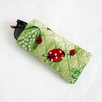 Lucky Ladybug Quilted Eyeglass Case in Green