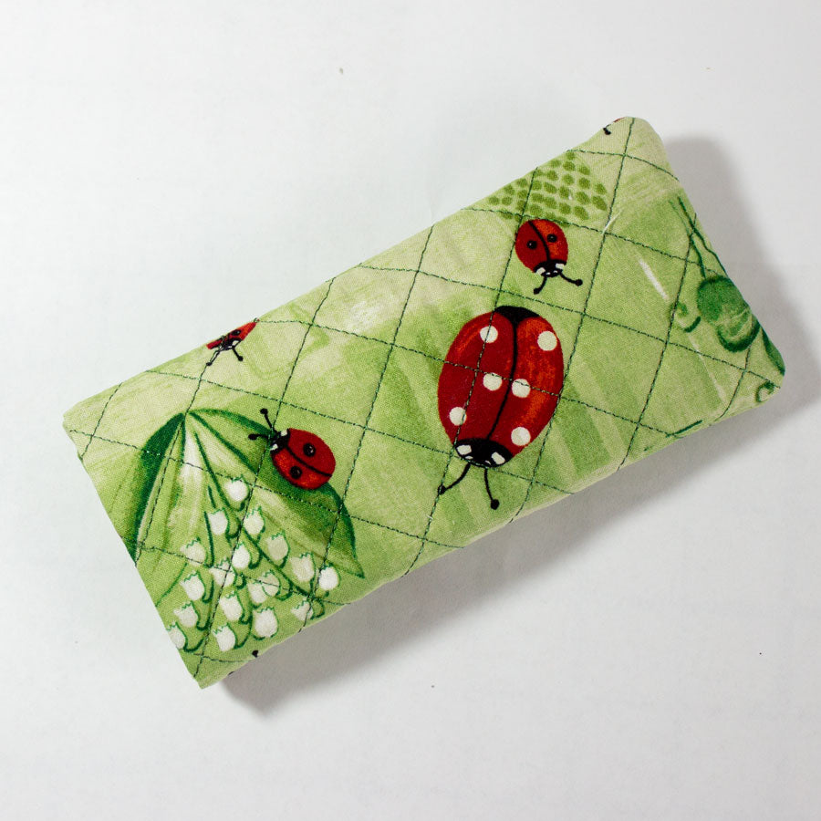 Lucky Ladybug Quilted Eyeglass Case in Green