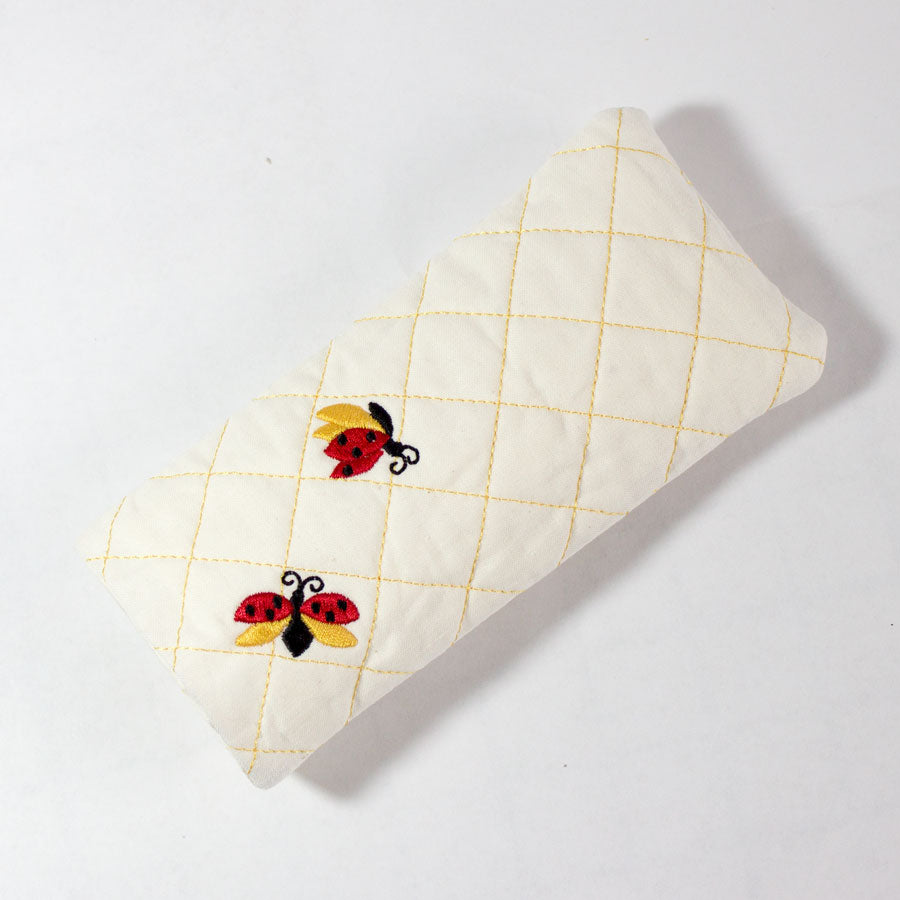 Happy Ladybugs Cream Quilted Eyeglass Case