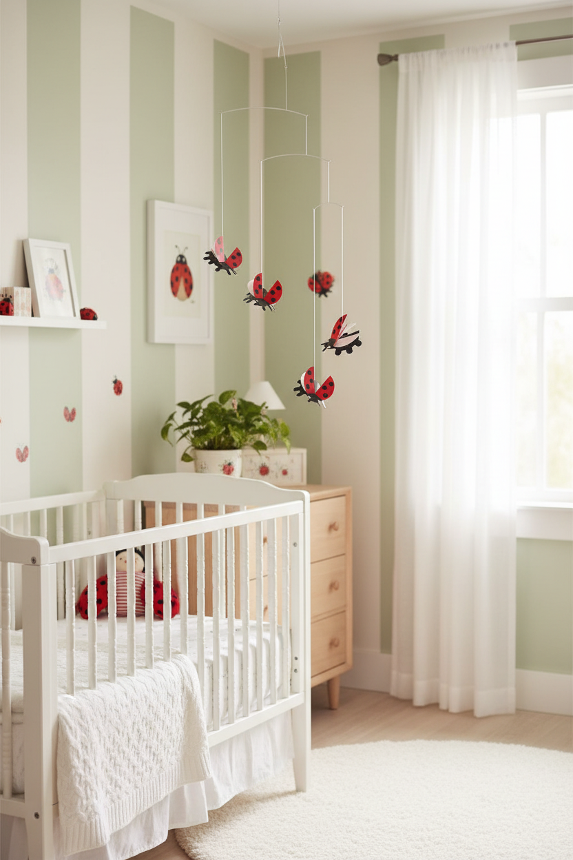 Ladybug Mobile Nursery Scene
