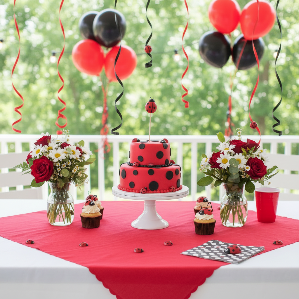 Ladybug Party Tablescape - No Plates