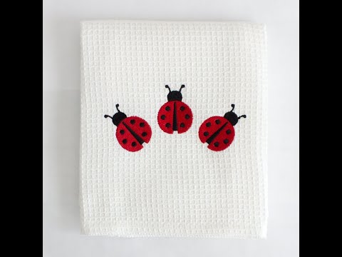 Ladybug Embroidered Kitchen Towel