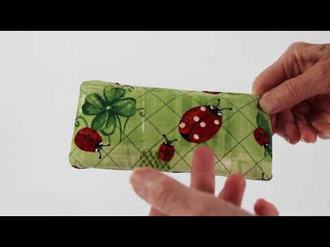 Lucky Ladybug Quilted Eyeglass Case in Green